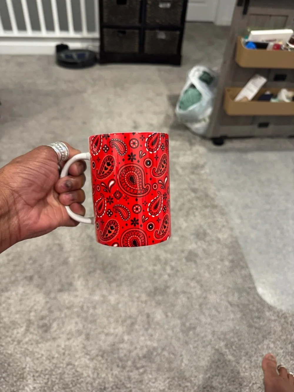 Red Paisley Pattern Ceramic Mug